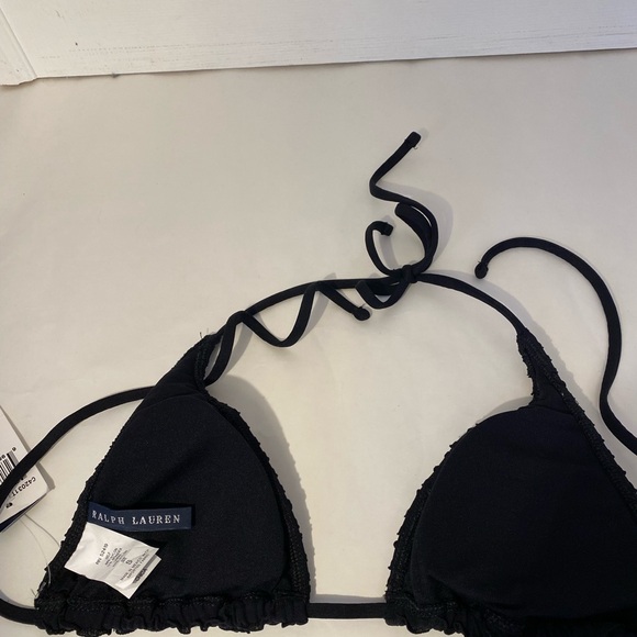 NWT Polo Ralph Lauren Black Ruffle Bikini Swimsuit Top Size Small - Picture 5 of 7